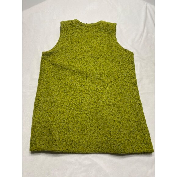 Chalet Women's Open Front Vest Size L Lime Textured Wool Blend Longline Sleevele - Picture 6 of 10